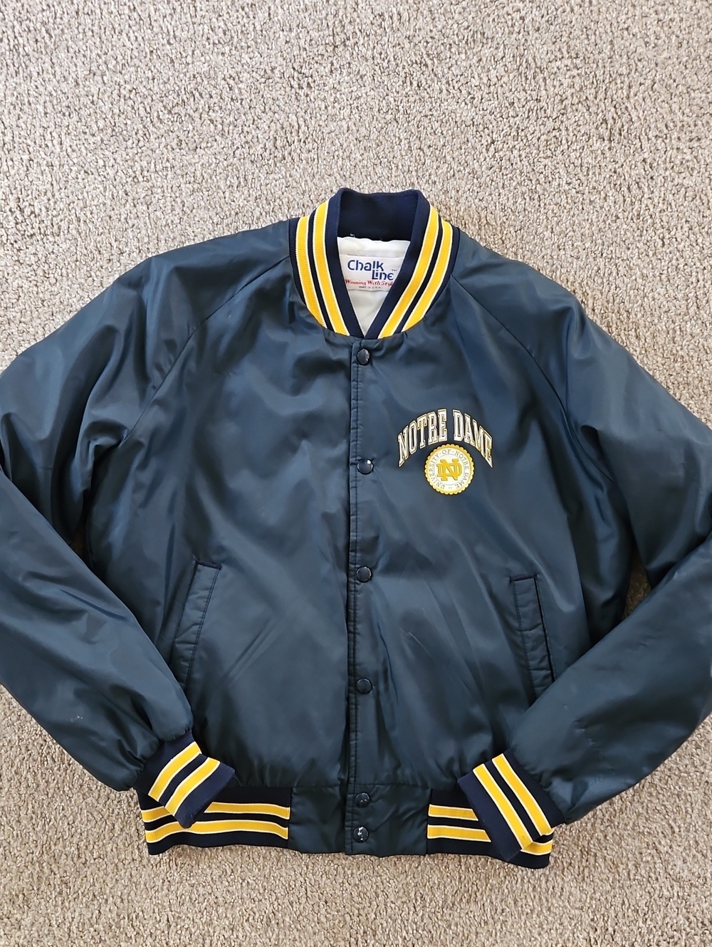 Vintage Chalk Line Notre Dame Bomber Jacket